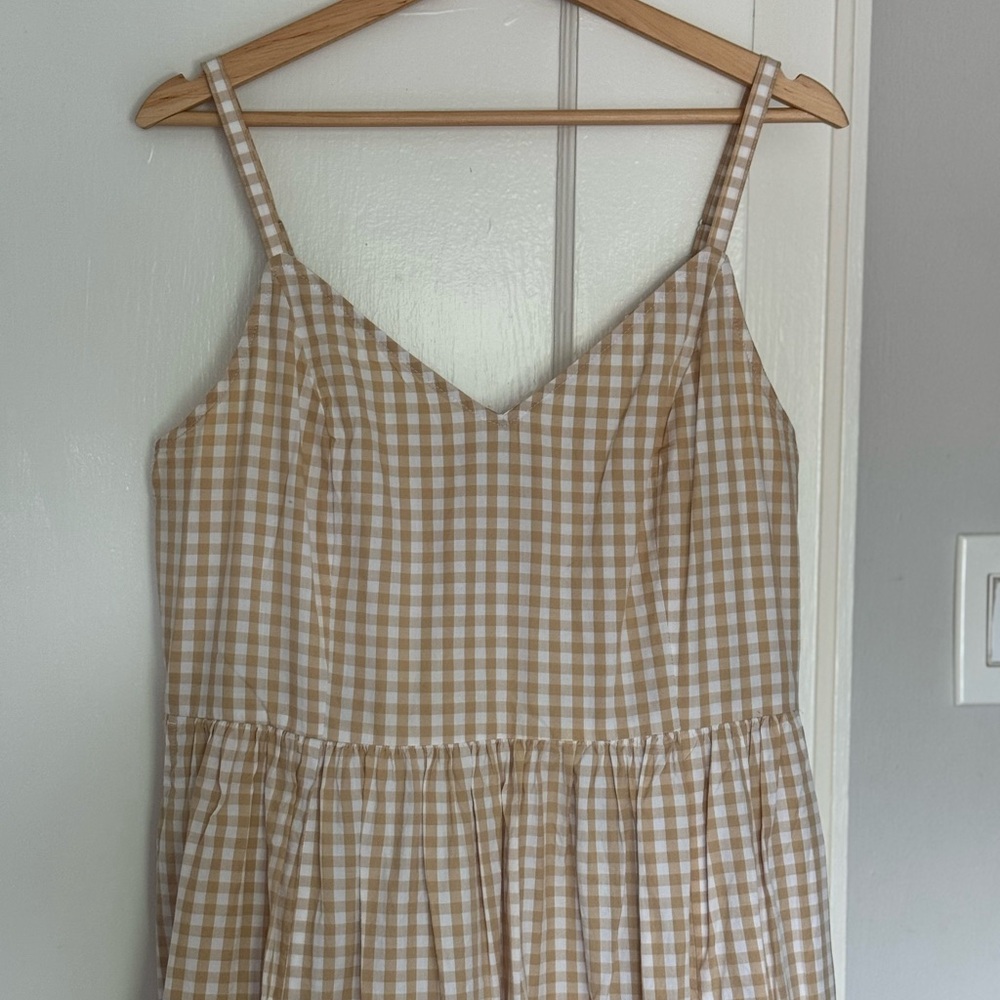 Old Navy Beige Gingham Maxi Dress